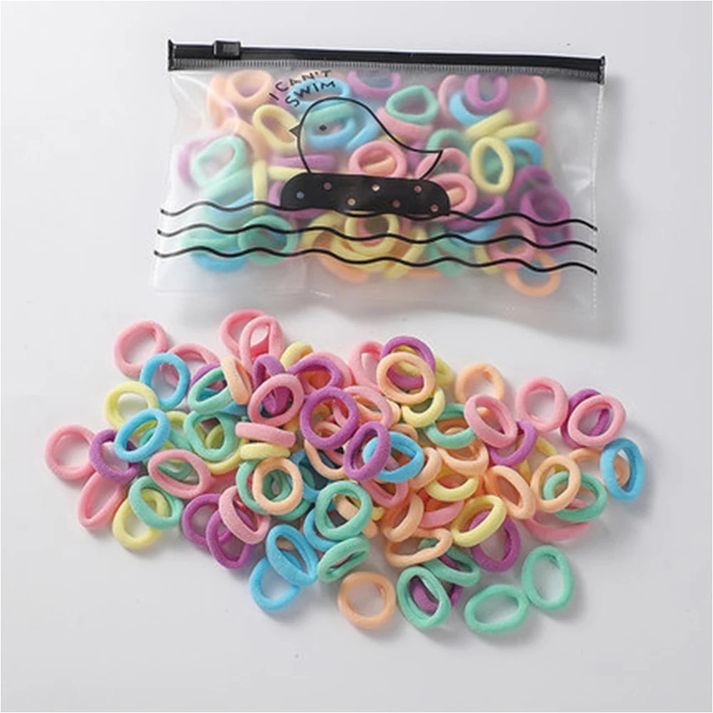 100PCS Children Headband High Elastic Solid Color Scrunchies Kids Baby Hair Bands Headwear Hair Accessories Gifts Holder