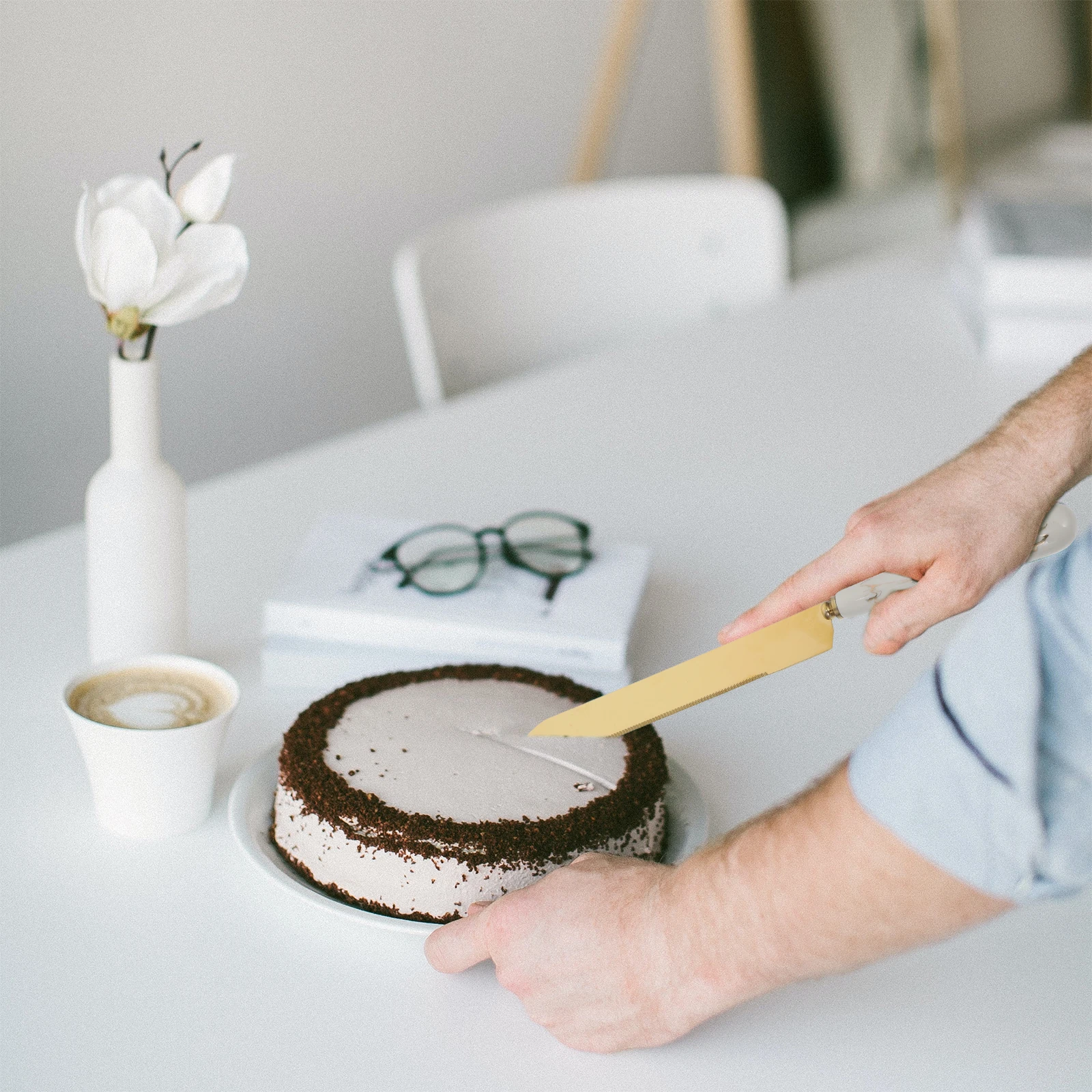 

2Pcs Cake Cutter Pizza Shovel Stainless Steel Ceramic Baking Spatula Kitchen Tool Essential Kitchen Supply