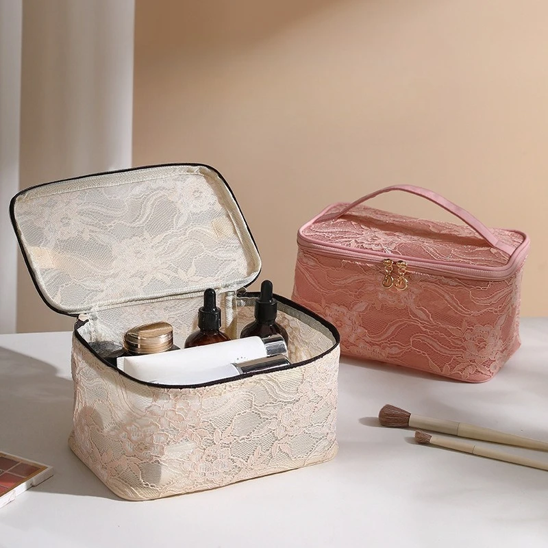 Fashion New Lace Flower Women Makeup Bags Handbag Travel Organizer Cosmetic Makeup Storage Pouch Portable Zipper Tote Bag