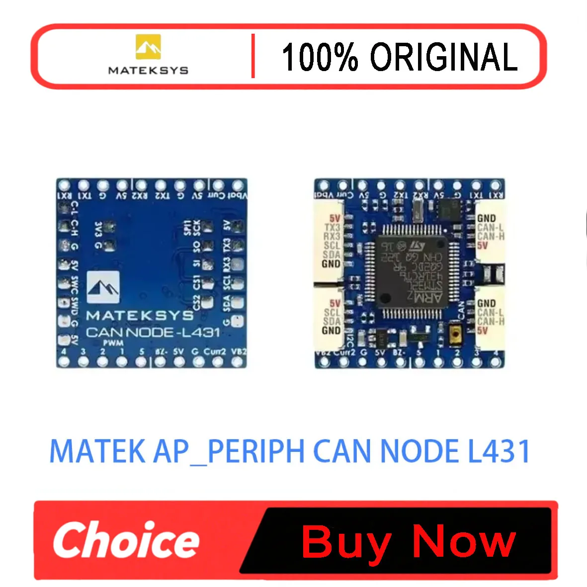 MATEK 2025 New CAN-L431 AP_Periph CAN Node DroneCAN L431 (26x26mm) for ArduPilot GNSS, Compass, Barometer & Airspeed Sensor