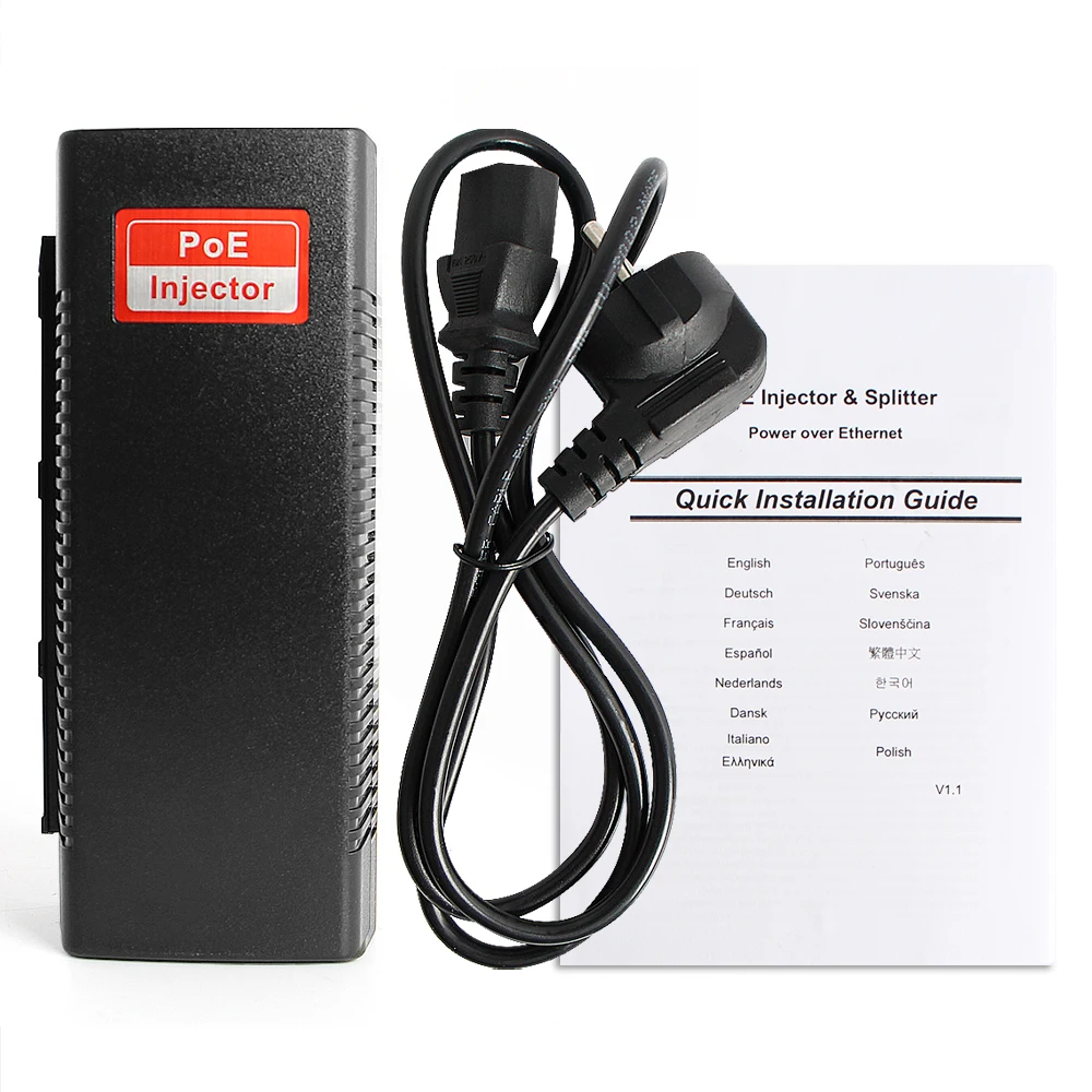 802.3af 기가비트 PoE 인젝터, 비 PoE-PoE 변환 어댑터, 플러그 앤 플레이, 보안 카메라용 이더넷 인젝터, 고출력, 90W