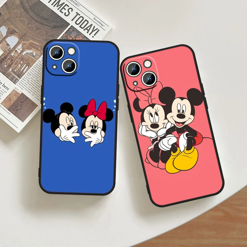 Cute Disney Mickey For Apple iPhone 15 14 13 12 11 XS XR X 8 7 6 6S 5 5S Pro Max Plus Black Cover Phone Case