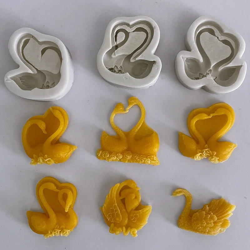 Swan fondant silicone molddiy chocolate cake ice cube jelly soft candy soap epoxy diffusing gypcrown mold