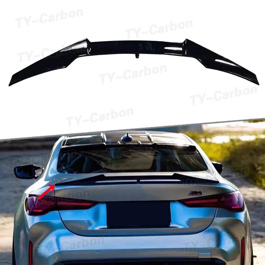 Glänzend schwarzer VTEN-Style Heckspoiler Kofferraumflügel zum Aufkleben für BMW 4er G22 M4 G82 2020+ Bodykit