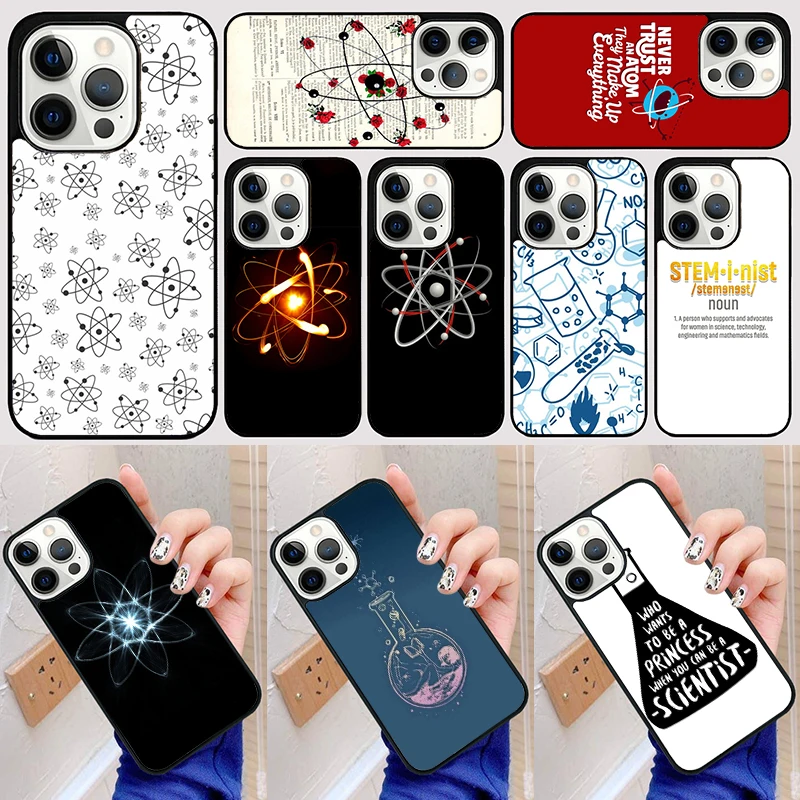 Atom Chemie Wissenschaft Telefon Fall Zurück Abdeckung für iPhone 17 Air 16 15 14 13 11 12 Pro Max Plus Fundas Coque