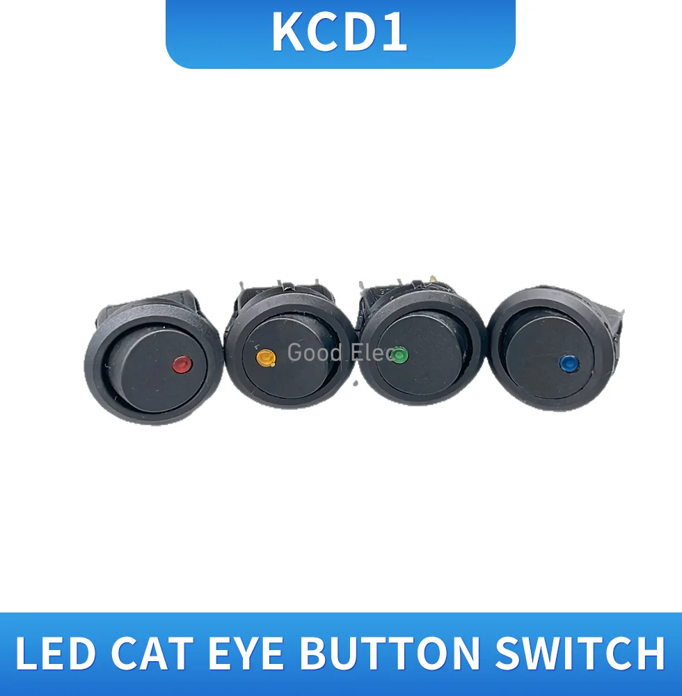 KCD1 ship type switch round 12V 220V with lamp cat eye LED lamp 3-pin, 2- Position rocker 16A ship type power SPST switch 1pcs