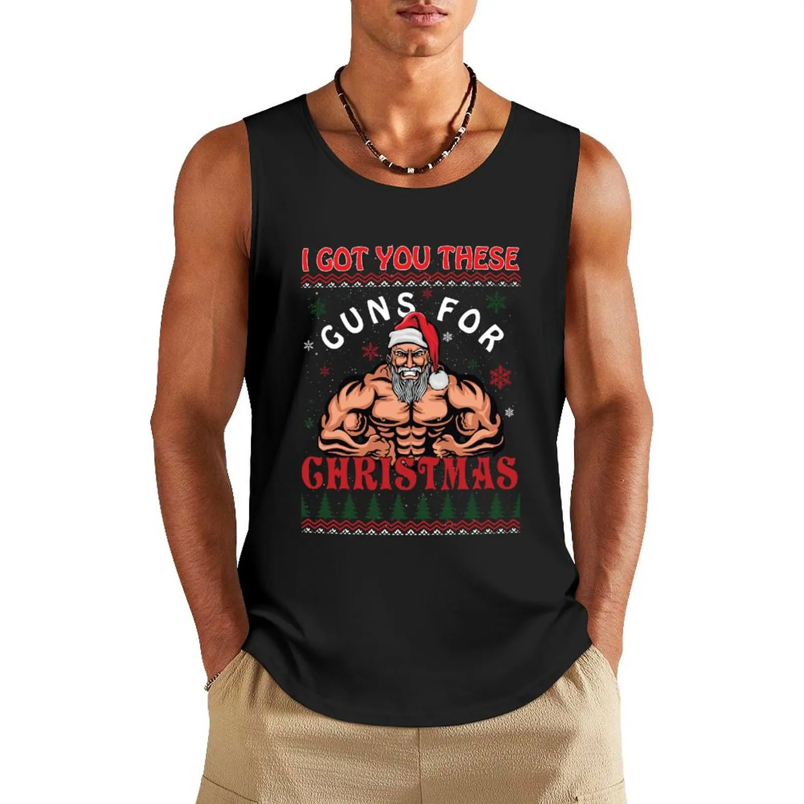 Gym lover Christmas Tank Top gym t-shirts man bodybuilding man