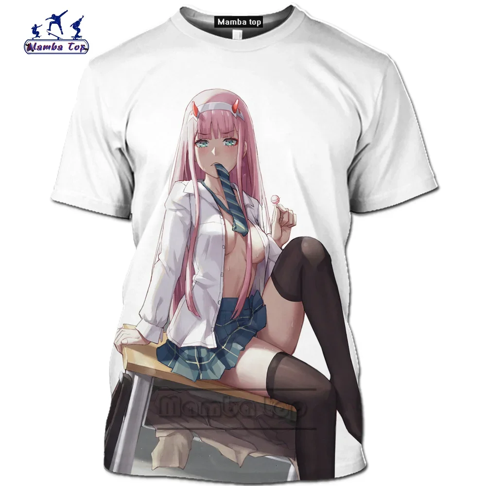 2024 Summer Hot Anime Darling in Frank T-shirt Comic Girl 3D Printed Men's T-shirt Fashion Casual Plus Size Loose Top 6xl