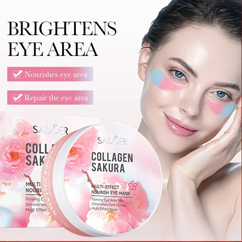 

60pcs SADOER Sakura Collagen Eye Mask Anti Dark Circles Eyes Bags Removal Moisturizing Firming Eye Patches Skin Care for Eyes