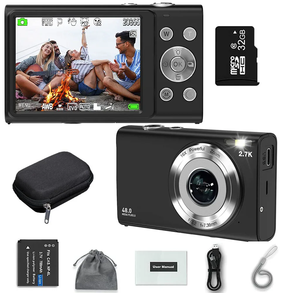 4K Digitale Camera Autofocus Vlogging Camera HD 48MP met 2.8 "Groot Scherm Camcorder Camera voor Fotografie voor Kid Volwassen