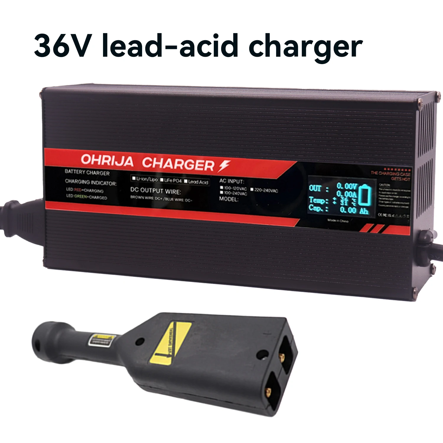 

OHRIJA 36V 18A Golf Lead Acid Charger with Digital Display and Handle For 3 strings EZGO Golf Cart Club Golf Cart Battery