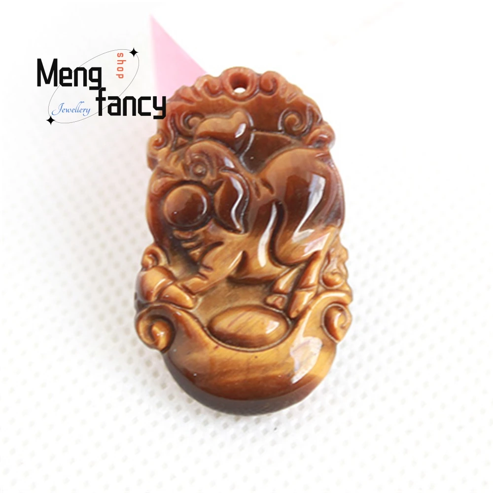 

Natural Tiger's Eye Stone Zodiac Pendant Simple Exquisite Amulet Mascots Fashion Jewelry Best Selling Handicraft Holiday Gift