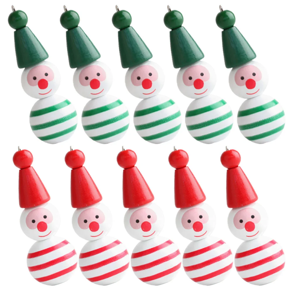 

40 Pcs Christmas Tree Decorations Wooden Bead Snowman DIY Pendant Scattered Beads Rustic