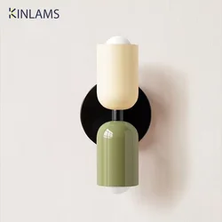 Modern Nordic Minimalist Colorful Wall Light  Bedroom Bedside Chilren's Room Home Decorations Wall Lamp E27 Two Light Sources