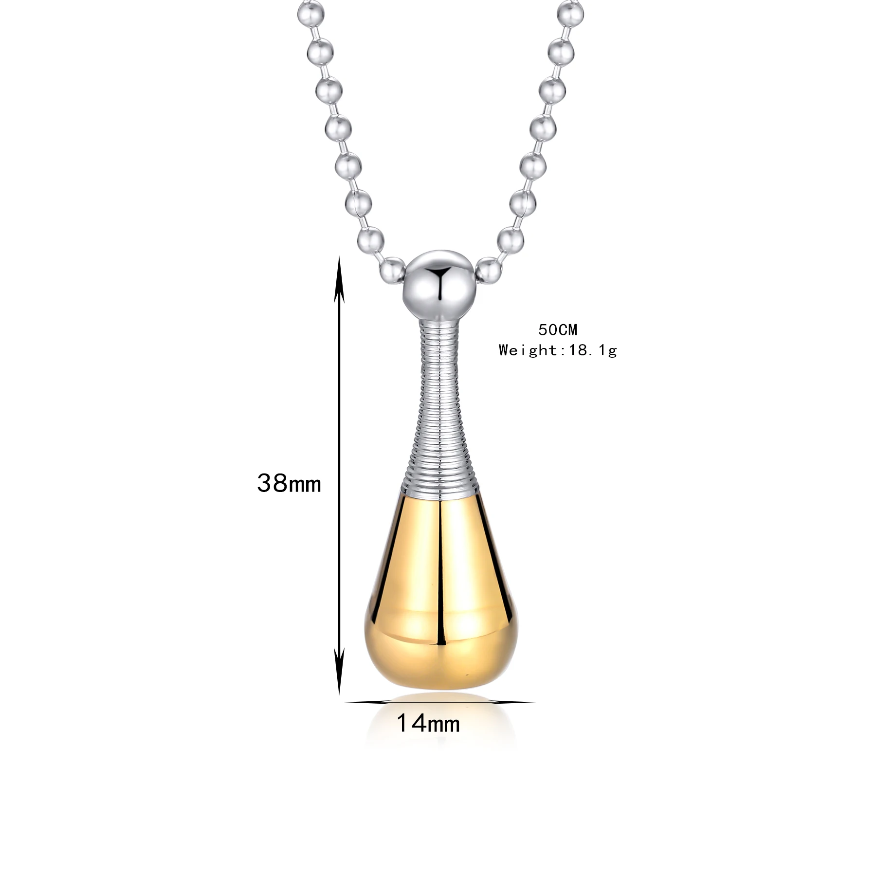 Mode Edelstahl Parfüm Flasche Memorial Schmuck für Asche Andenken Anhänger Feuerbestattung Urne Halskette für menschliche Asche – Detail 1