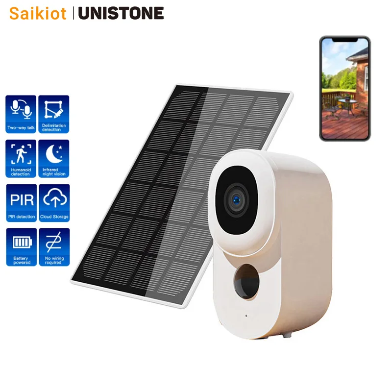 Saikiot CloudEdge 3MP Solar Battery Powered Camera Waterproof Home Outdoor Wireless Rechargeable Battery Powered WIFI Camera