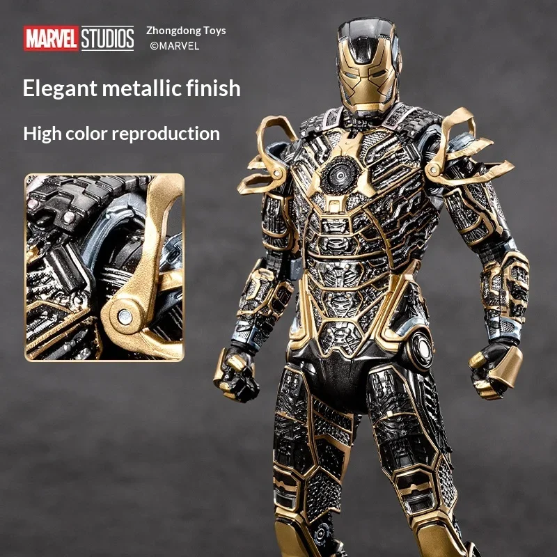 

Игрушка Marvel Iron Man MK41 Bones, 7-дюймовая подвижная фигурка, детализированная черная броня-скелет с множеством суставов, классный подарок для мужчин