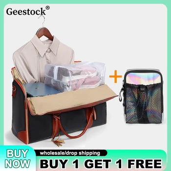 Gear 2pcs להגדיר נסיעות חליפה תיק foldable תיק נשים pu גדול תיק מטען גדול קיבולת גבוהה מטען מטען אחסון תיק