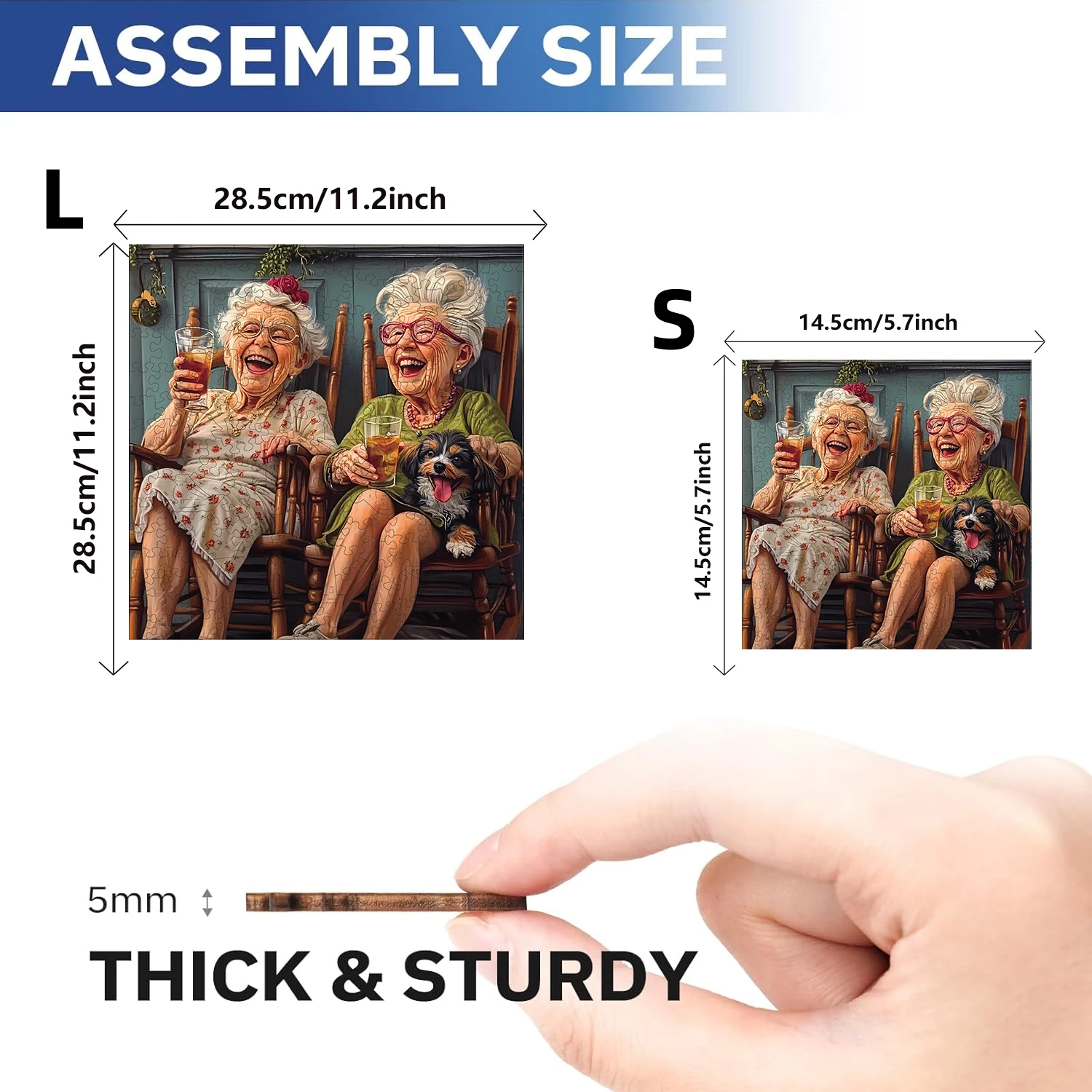 Puzzle in legno di una maggiore vecchia donna, puzzle in legno con pezzi di forma unici per adulti, regalo di Natale Gioco per famiglie Decorazioni per la casa