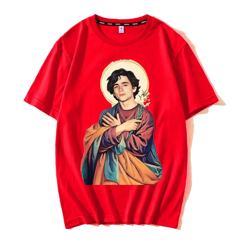 Timothee Chalamet Saint Men Fashion Top T Shirt Short Sleeve Retro 90s TV Fan Unisex Summer Trend Soft Casual Oversized T-shirt