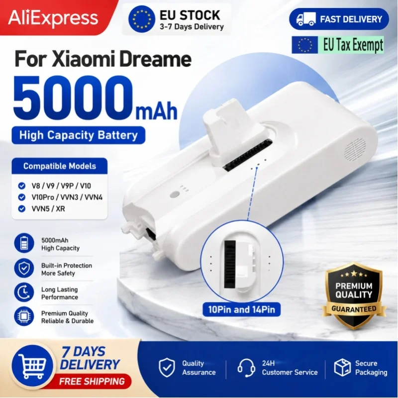 Hochleistungs-5000mAh-Li-Ionen-Akku-Ersatzteil für Dreame V8 V9 V10 V10Pro VVN3 VVN4 VVN5 XR Kabelloser Staubsauger