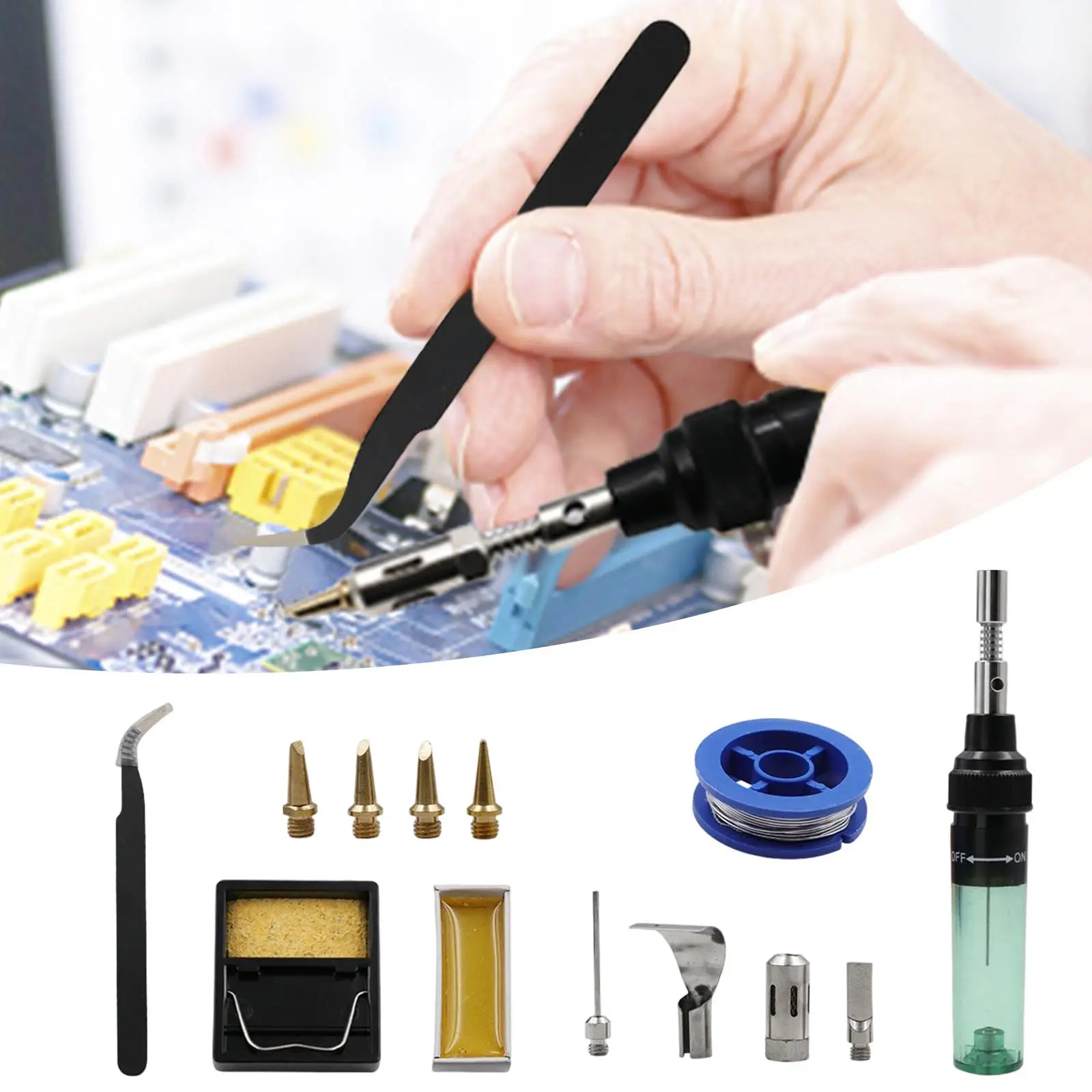 Multifunction Gas Soldering Iron Set with Replacement Tip Welding Supply for Computer Repair