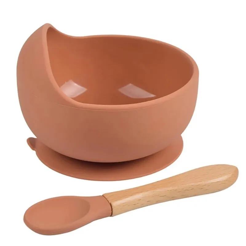 2PCS Silicone Baby Feeding Bowl Tableware for Kids Children Dishes Plate Toddle Training Spoon Tablewar Kitchenware Baby Stuff