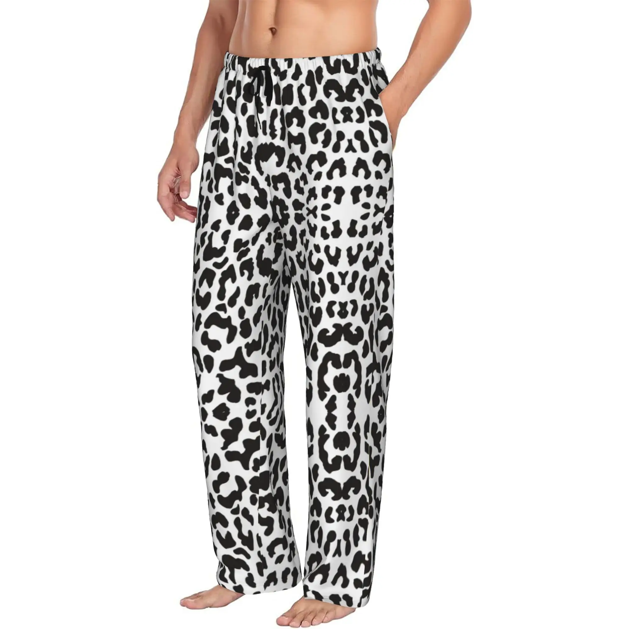 

Custom Print Leopard Print Pajama Pants for Men Animal Art Sleep Sleepwear Bottoms with Pockets