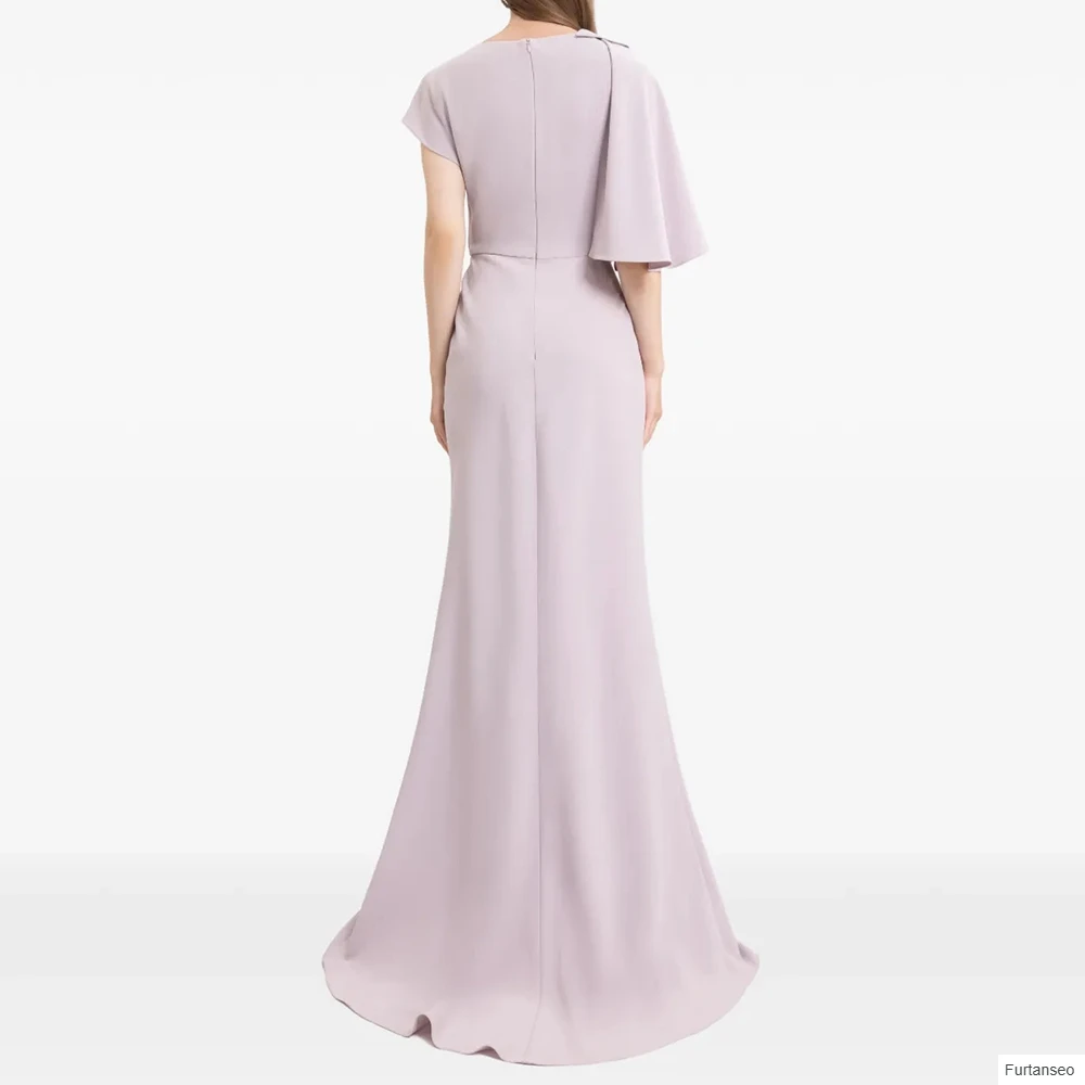 Mermiad Women's Evening Dresses Floor-length V-neck Half Sleeve Prom Gown Fashion Pleat Simple Draped Casual Customized Gowns