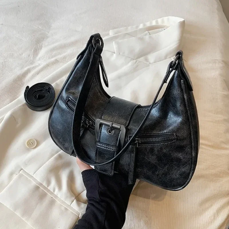 Zipper PU Advanced Retro Women\'s Shoulder Bag 2024 New Popular Versatile Crossbody Bag Bolsas Femininas Tendencia 크로스백