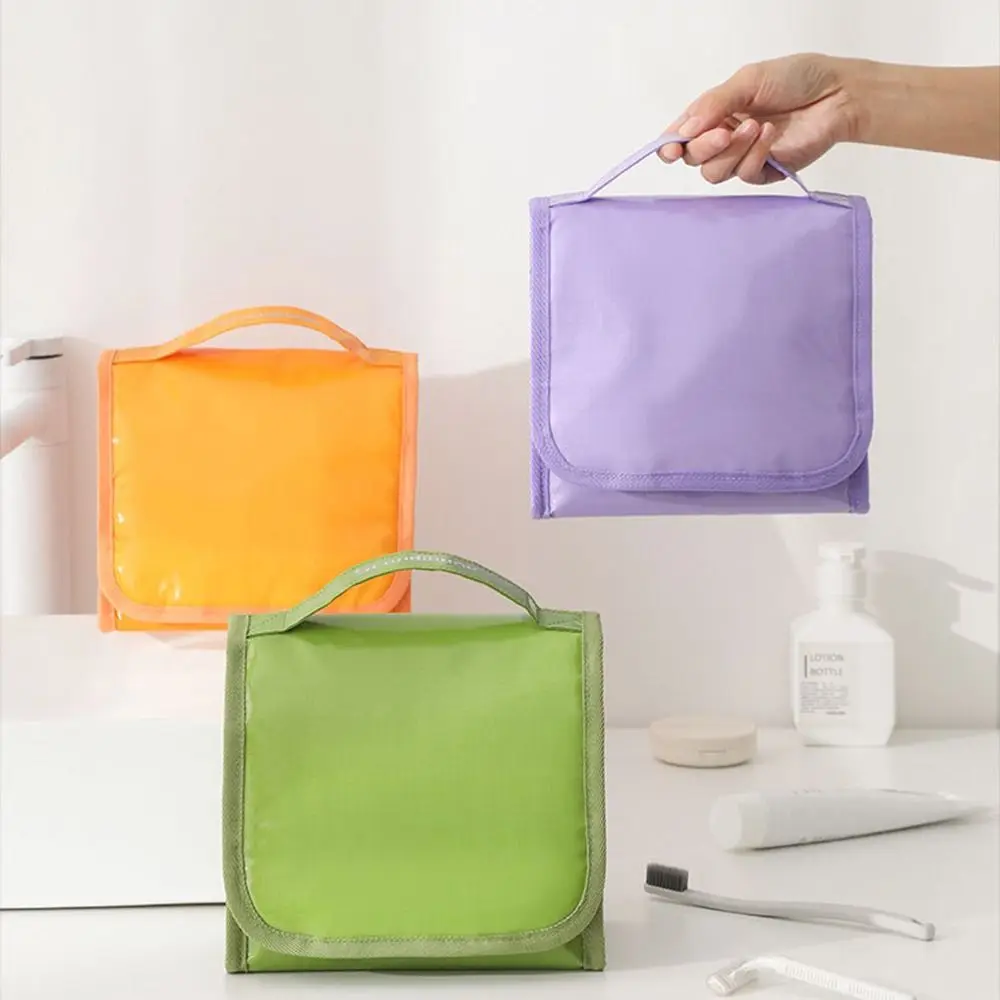 

Waterproof Foldable Toiletry Bag Handle Large Capacity Portable Makeup Storage Case Hanging Strap Visualizing Pocket
