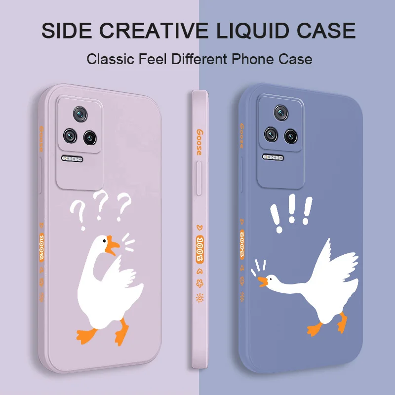 Cutie Goose Phone Case For Xiaomi Poco M6 X6 F6  M5S X5 F5 M5 F4 X4 M4 F3 X3 M3 Pro 4G 5G GT Liquid Silica Cover