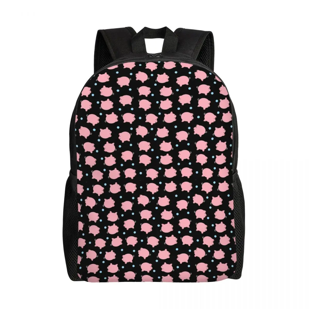 

Custom Pig Pattern Pink Piglet Farm Laptop Backpack Women Men Casual Bookbag for School College Students Animal Piggy Lover Bags