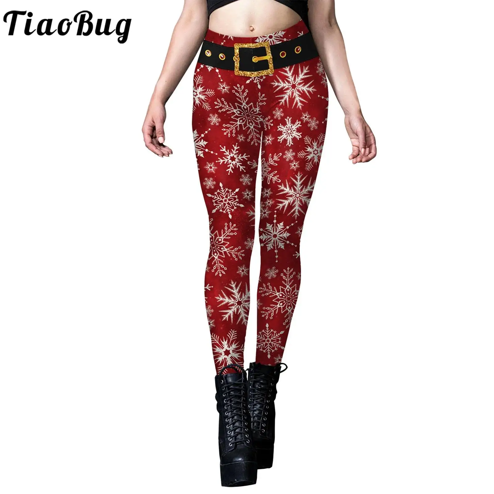 

Womens Funny Christmas Leggings 3D Print High Waist Xmas Trousers Slim Fit Long Pants Holiday Yoga Tights Gym Fitness Pants