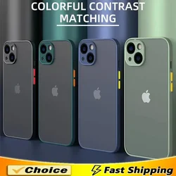 Matte Phone Case For iPhone 13 14 15 11 12 16 Pro Max Luxury Soft Silicone Shockproof Case For iPhone 15 14 16 Plus X XR XS MAX
