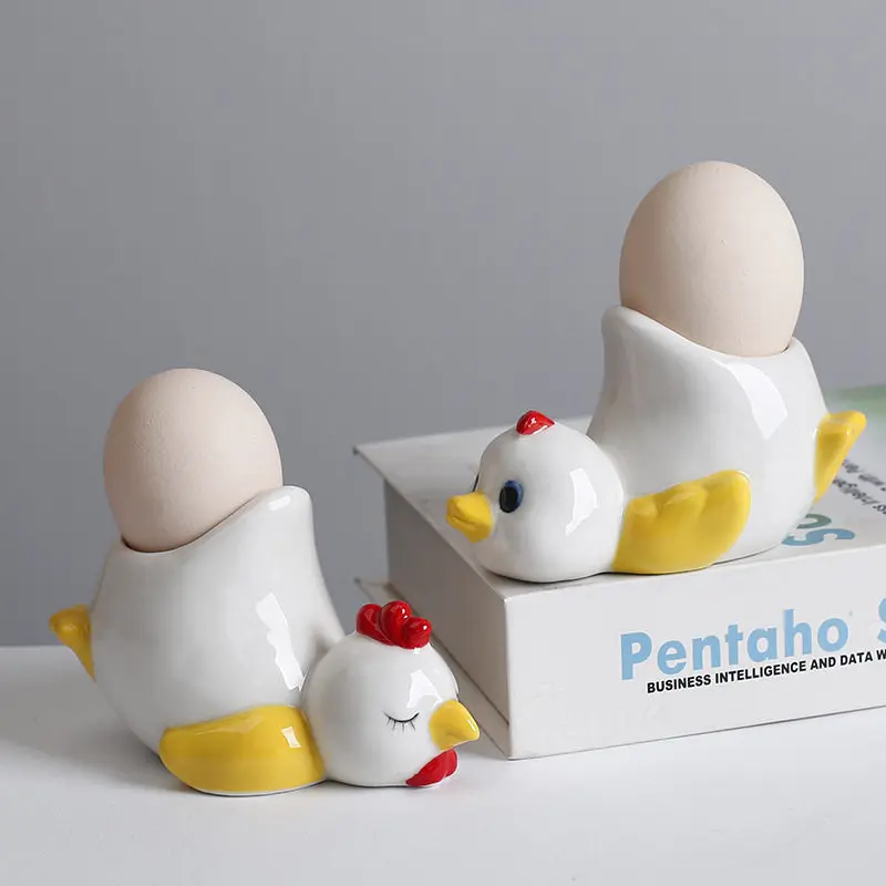 Chicken Ceramic Egg Cup, Breakfast Egg Holder, Cute, Fresh and Simple Ornament