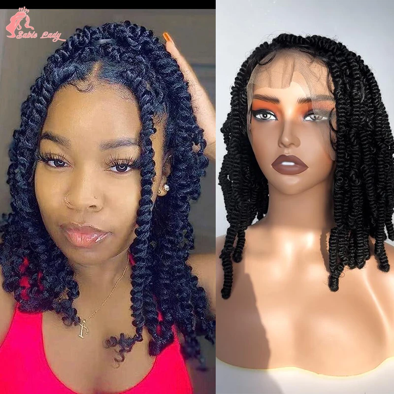 

Synthetic Spring Twist Bob Braided Wigs Dreadlock Lace Wig 360 Full Lace Braided Wigs Afro Spring Crochet Synthetic Braid Wigs