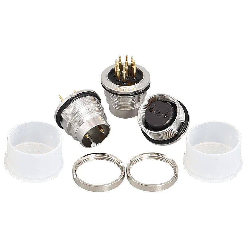 Imagem -05 - Conector Impermeável do Painel do Pwb Soquete Reto Masculino e Feminino de Jack Ip67 e 68 Tamanho 18 mm 12 14pin M16 10 100sets