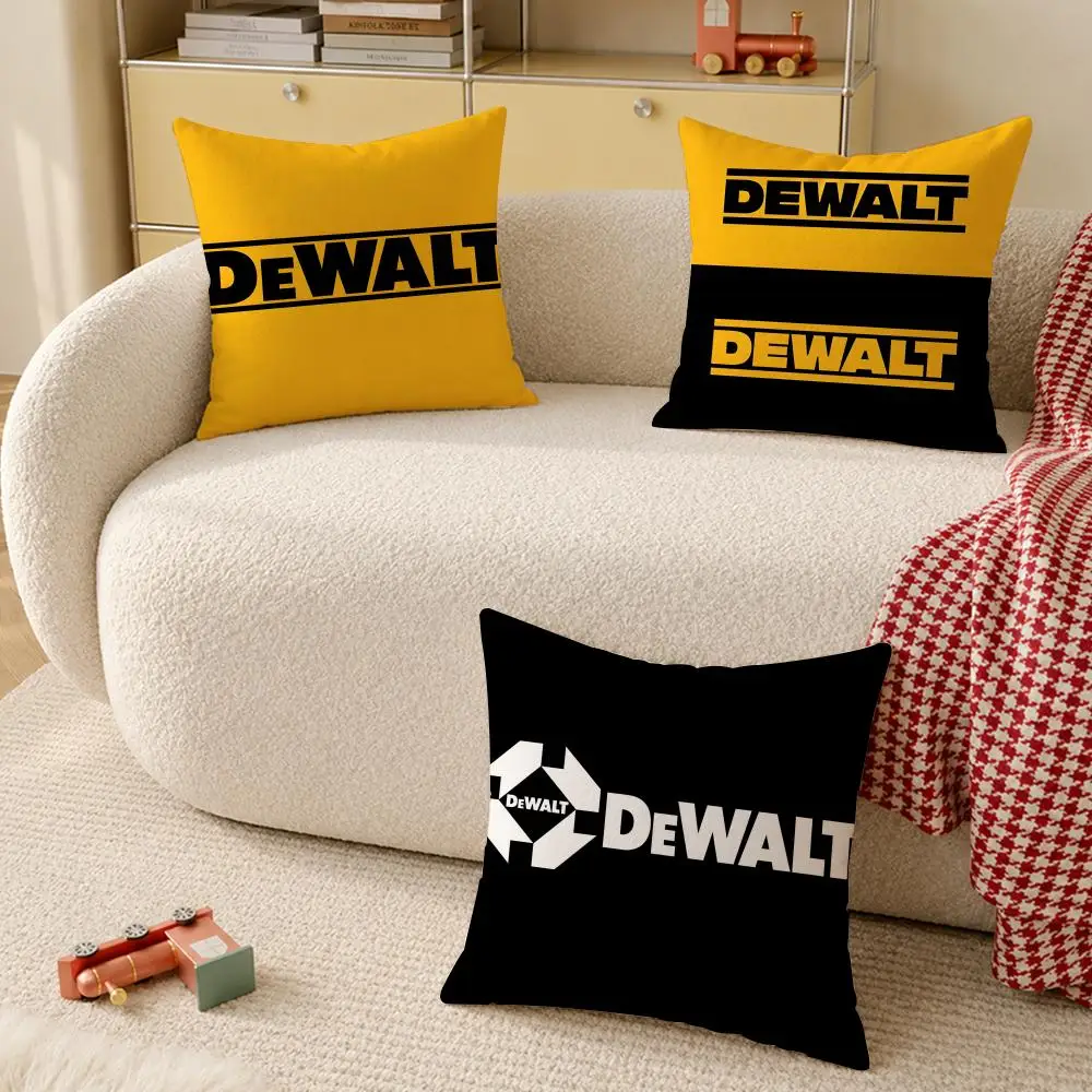 Simple D-Dewalts Logo Cushion Cover Wrinkle-Resistant Short Plush Cushion Covers Breathable Machine-Washable