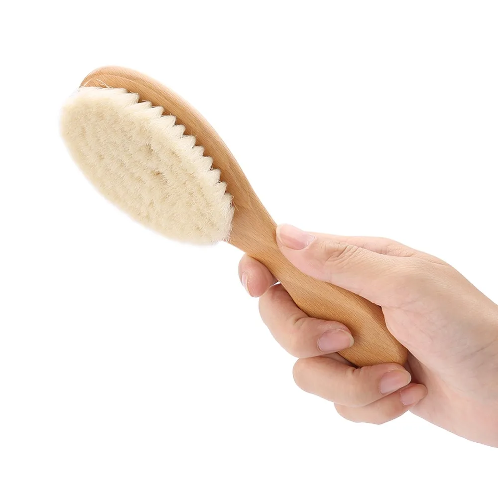 Scalp Grooming Soft Oil Head Brush Goat Hair Wooden Handle Beard Brush Durable Portable Goat Hair Brush Home Use