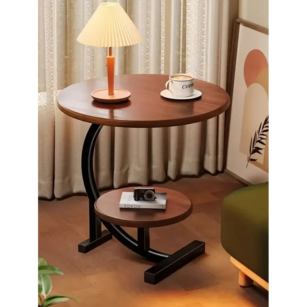 

Luxury Wrought Iron Wood Hybrid Side Table With MarbleLike White Top SpaceSaving Sofa Bedside Coffee Table With Storage Shelf,