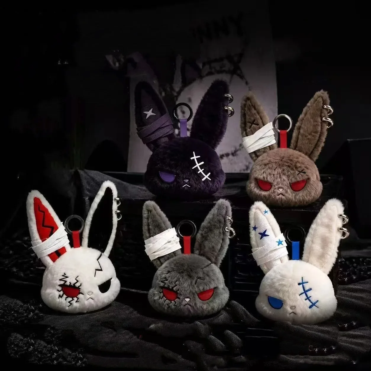 Dark Rabbit Spot Doll Plush Bully Cute Animal High Beauty Doll Pendant Keychain Gift for Birthday