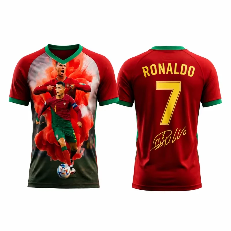 2026 Ronaldo No.7 Fan Commemorative Edition No.7 Football Jersey 3D Sports T-Shirt Suitable for Both Adults and Children