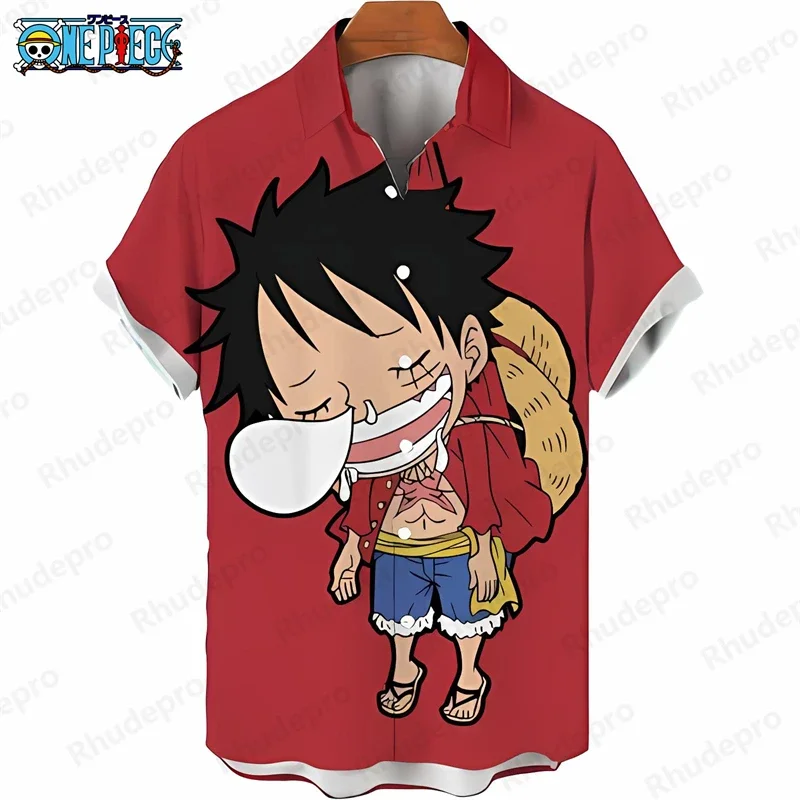 Herren Einteiler Hawaii-Hemd Sommer Tropischer Palmenblatt-Druck Kurzarm Lässiges Anime-Kinderhemd Lockeres Strandhemd Oberteil