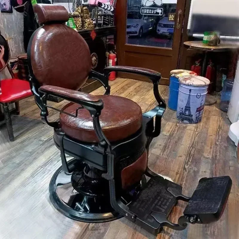 Antique Style Red Silver Barber Shop Hair Styling Chair Salon Barber Chair