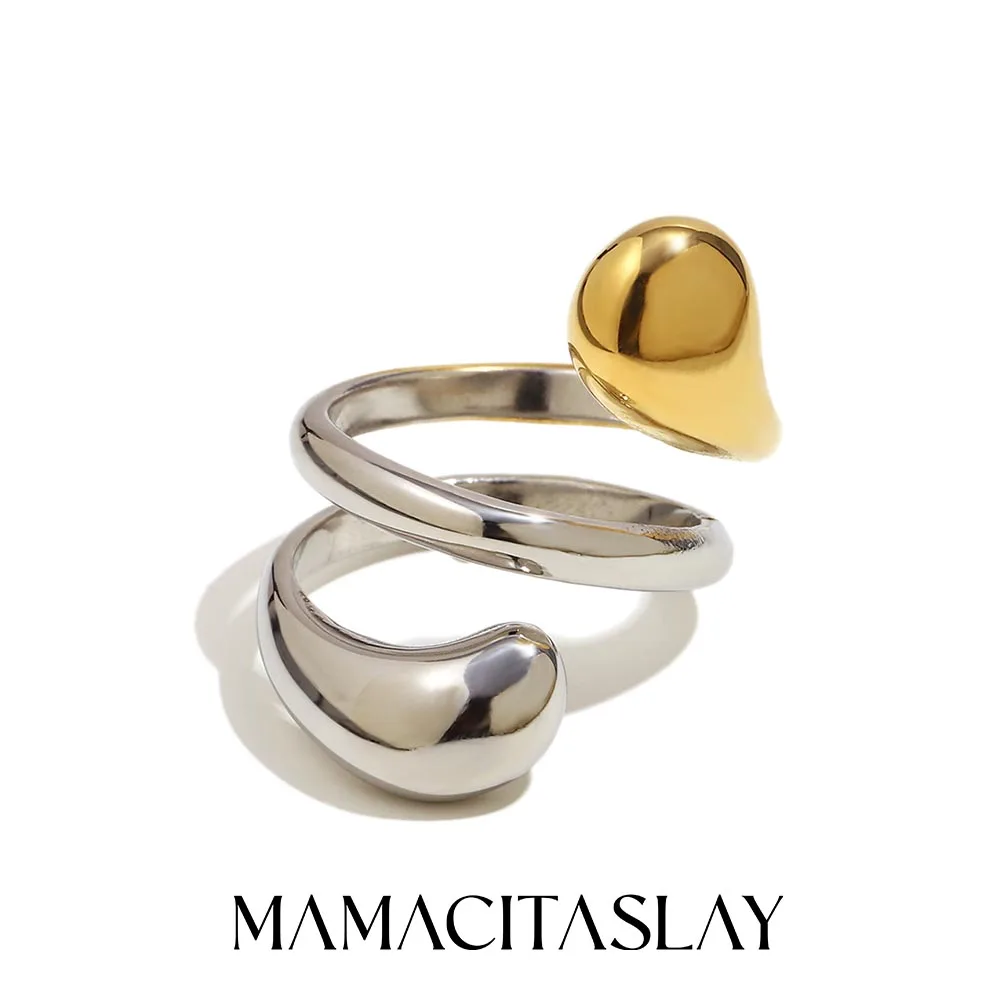 MamacitaSlay 316L Edelstahl Mehrfarbiger Schlangenförmiger Asymmetrischer Ring Wasserfester Schmuck Kreativer Damenring Geschenk