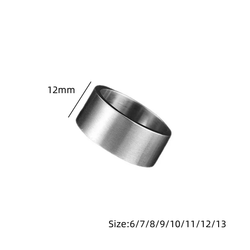 2022 New Trendy 12mm Wide Stainless Steel Rings for Women Wedding Rings Men Jewelry High Polished Silver Color