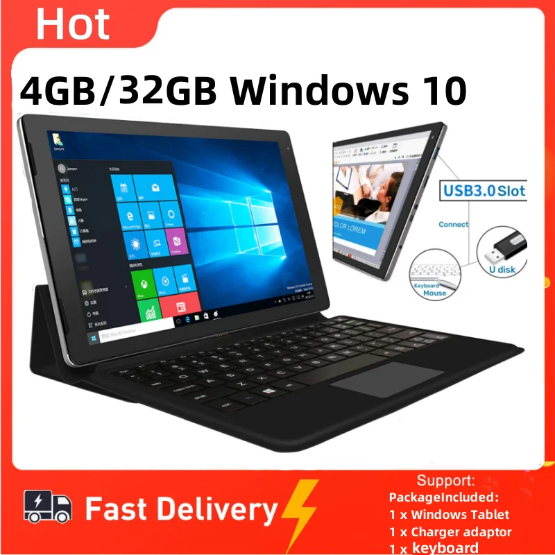 Tableta PC 2 en 1 con Windows 10 Ezpad7 de 10,1 pulgadas con teclado desmontable 4G RAM 32G ROM Z8350 x64 Compatible con HDMI pantalla IPS de 1920x1200