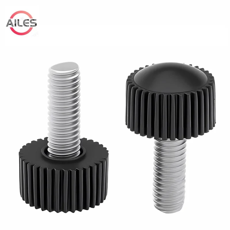 

M4 M5 M6 Thumb Screws Small Round Knurled Plastic Head Carbon Steel Thread Rod Hand Tighten Bolts Hand Screws
