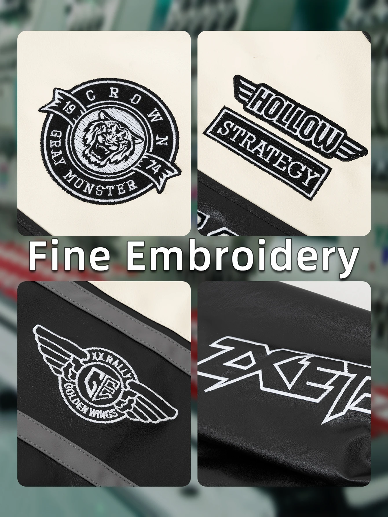 Mens Vintage Punk Motorcycle Track Jacket Faux Leather Outerwear Unisex Varsity Demi-season Spring Coats Loose Streetwear